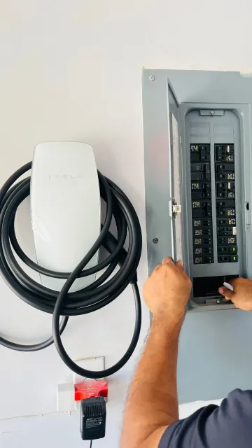 EV Charger Installation Hard Wire Beside the Breaker Box Panel